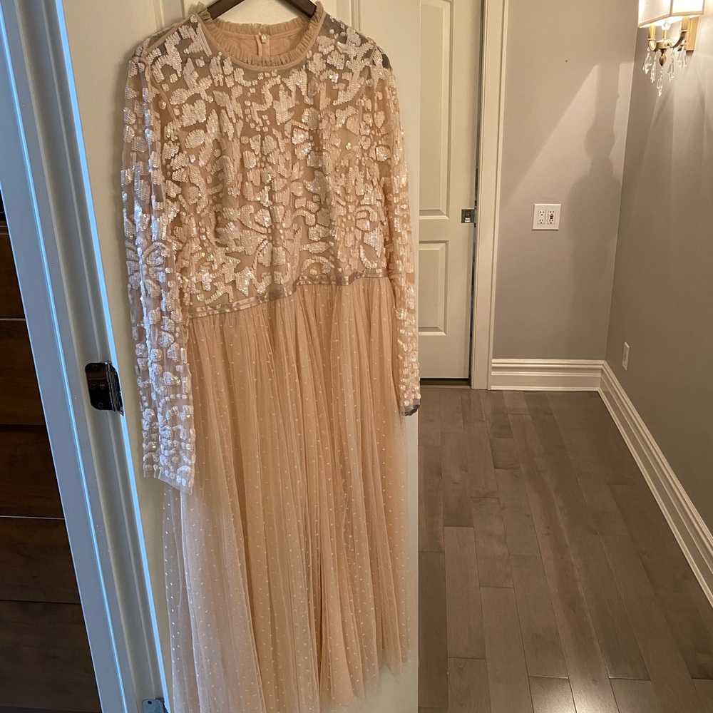 Needle & Thread Blush Sequin Embellished Tulle Midi Dress